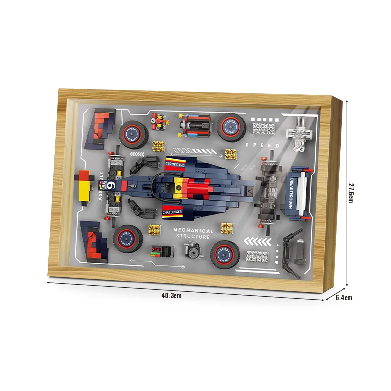 Geschwindigkeit Super Racing Auto Baustein Fahrzeug Mechanische Struktur 3D Foto Rahmen Ziegel Bau Modell Sets Spielzeug Für Geschenk