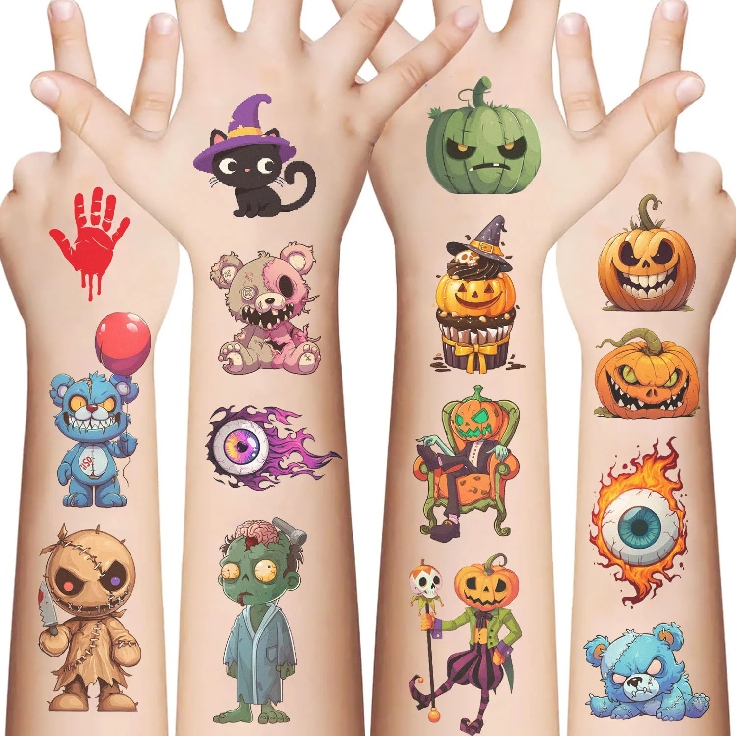

Halloween Temporary Tattoo Stickers Waterproof Funny for Party Gathering Gift Premium Quality Non Toxic High Resolution