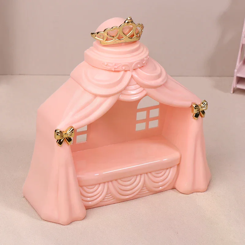 1/12 Dollhouse Mini Princess Bed Model Dollhouse Bedroom Furniture Decoration Dolls House Accessories Pretend Play Toys