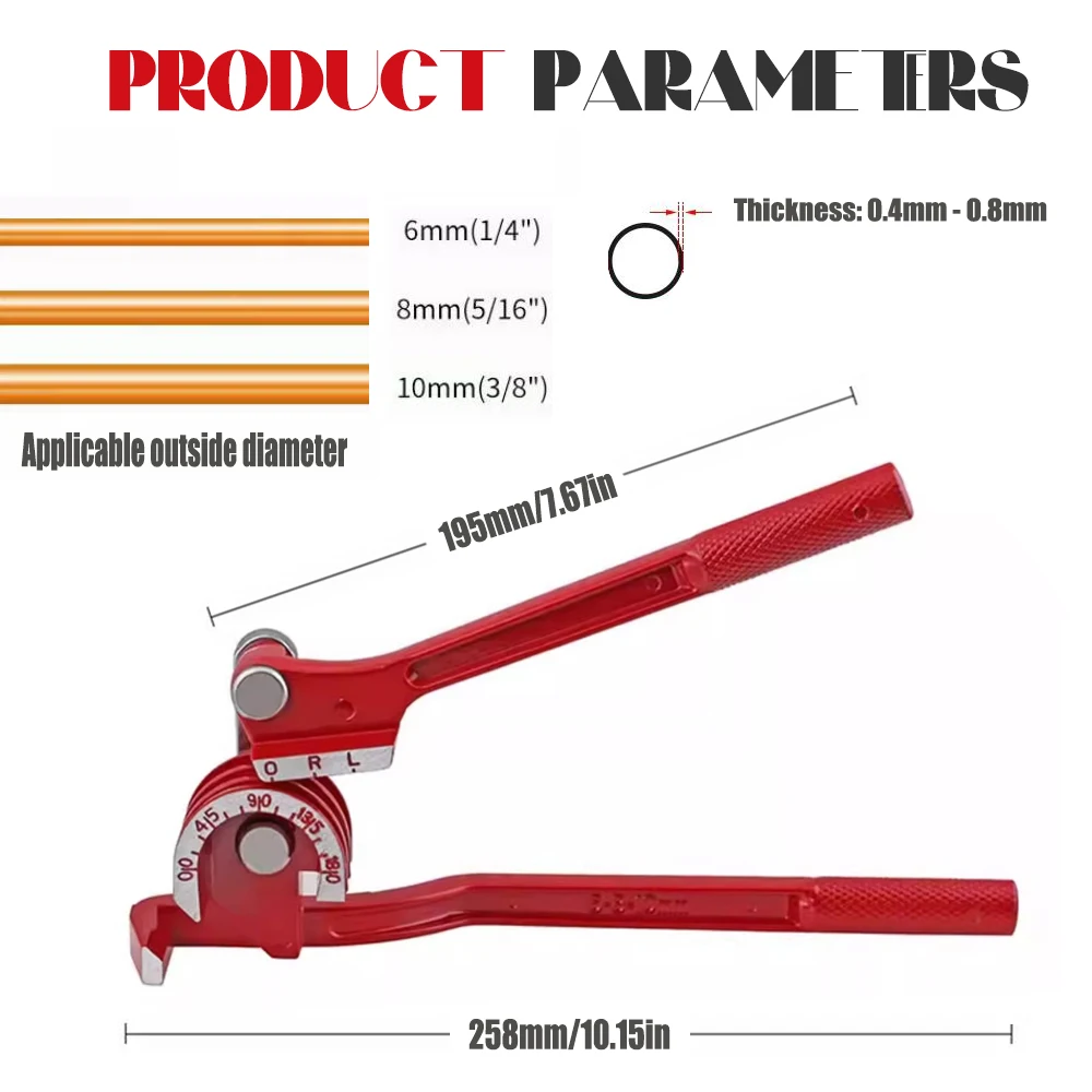 3-in-1 파이프 벤더 도구, 90-180도 튜브 벤딩 머신, 6mm/8mm/10mm 연료 브레이크 파이프용, 가정용 DIY 수공구