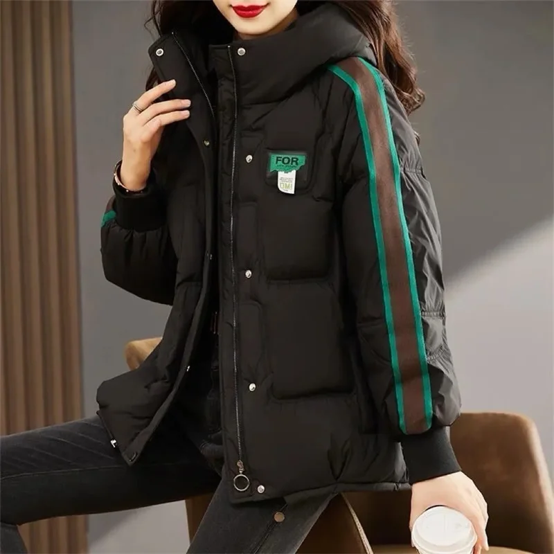 European Women Fashion Light Thin Cotton Padded Coat Ladies Hoodie Down Cotton Jacket Winter Female Long Sleeved Parkas Outwear