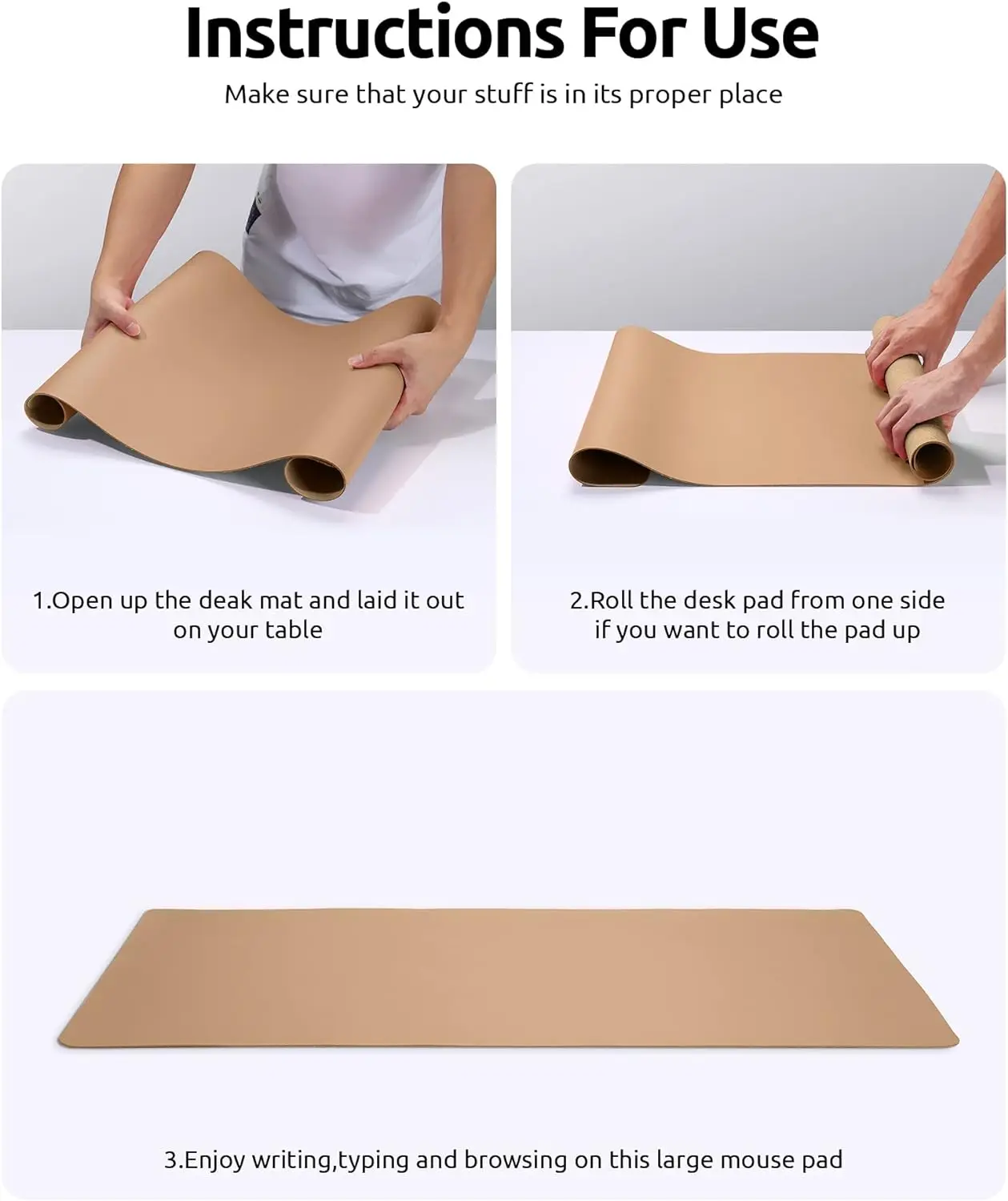 90X43CM Leather Desk Pad Protector, Office Desk Mat, Mouse Pad, Non-Slip PU Leather Desk Blotter, Large Size Laptop Desk Pad