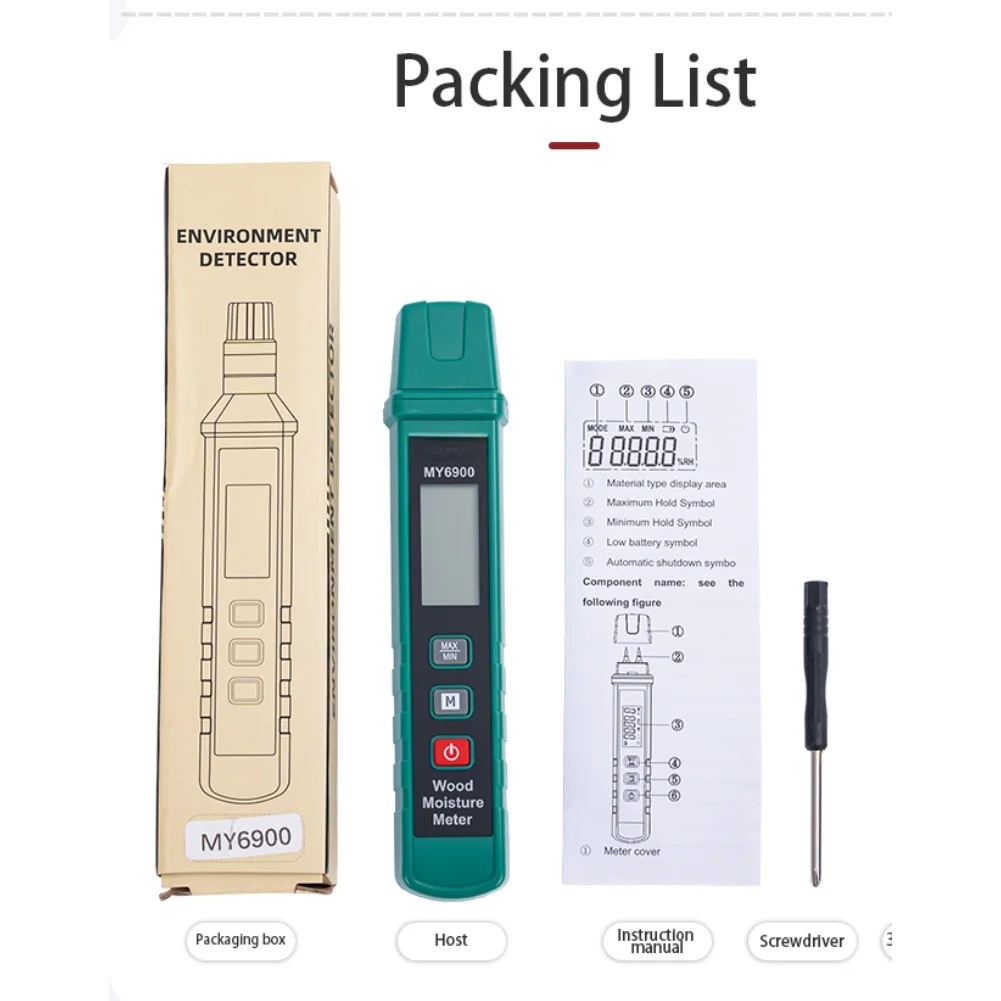 Moisture Testing Tool with Low Battery Reminder and 3 Minute Auto Shut Off for Extended Use in Construction and Renovation Work