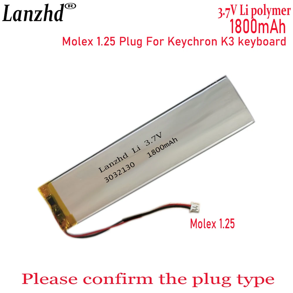 1-20 Pcs 3032130 3.7V 1800mAh Li Polymer Battery For Keychron K3 keyboard cells LED lights Bluetooth keyboard Car recorder