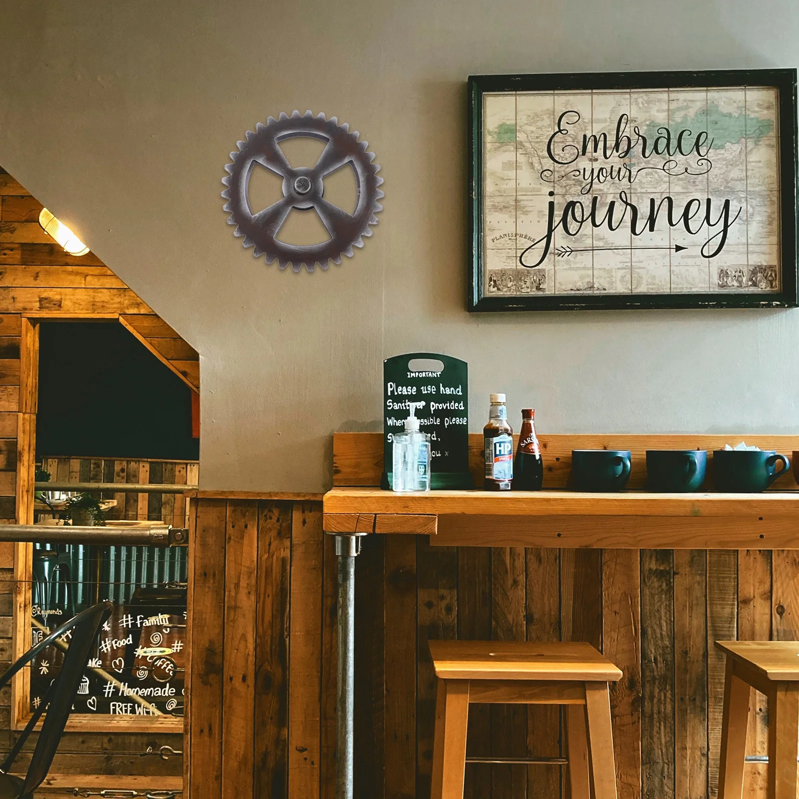 

1Pcs Chic Wall Gear Decor Unique Wooden Round Pendant for Living Room Bedroom Interior Wood Gear Decor Wall Pendant