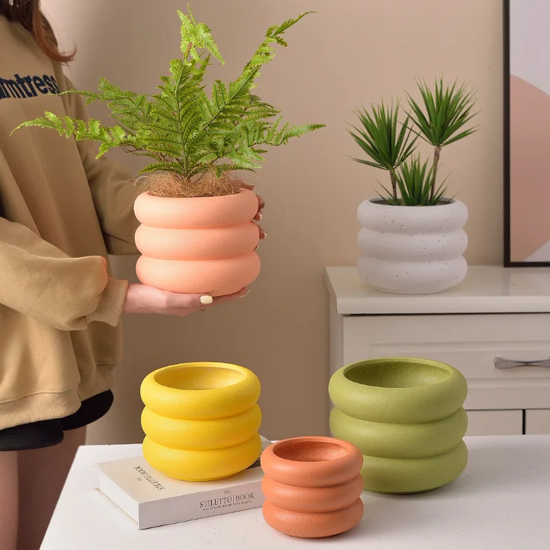 Morandi Colored Ceramic Frosted Flower Pot, Simple Home Living Room Decoration, Creative Flower Pot, New Model