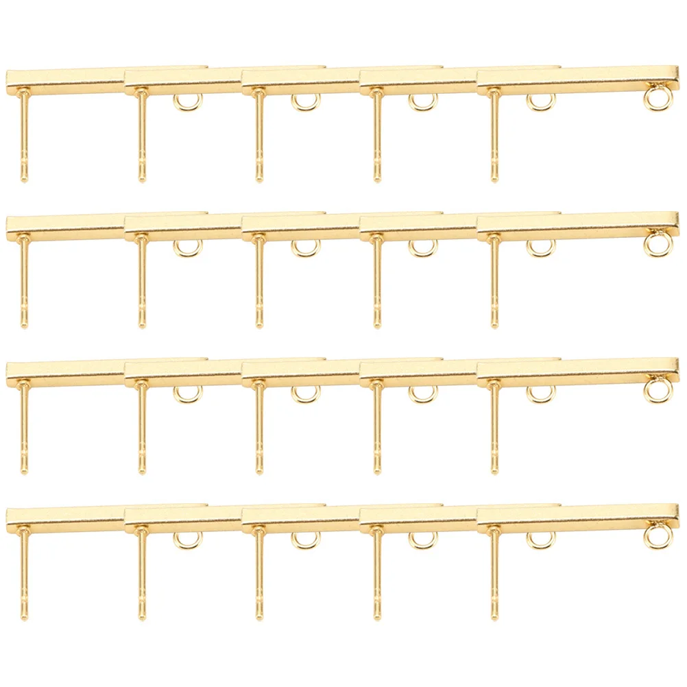 

20 Pcs Square Earrings Findings Studs Posts Components for Jewelry Making with Hoop Stainless Steel Hoops