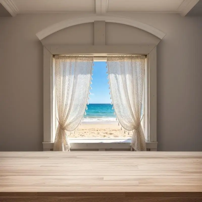 Französischer Tüll-Spitzenvorhang mit geometrischen Streifen, gestrickter lichtfilternder Vorhang für Küche, Schlafzimmer und Wohnzimmerdekoration – Detail 3