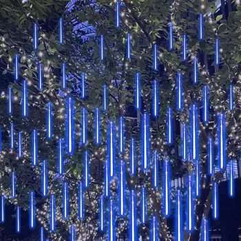 1pc 8 Röhren eu/us Stecker Meteorsc hauer Regen führte Lichterketten Feen girlanden Weihnachts baums chmuck für Hochzeits lichter im Freien