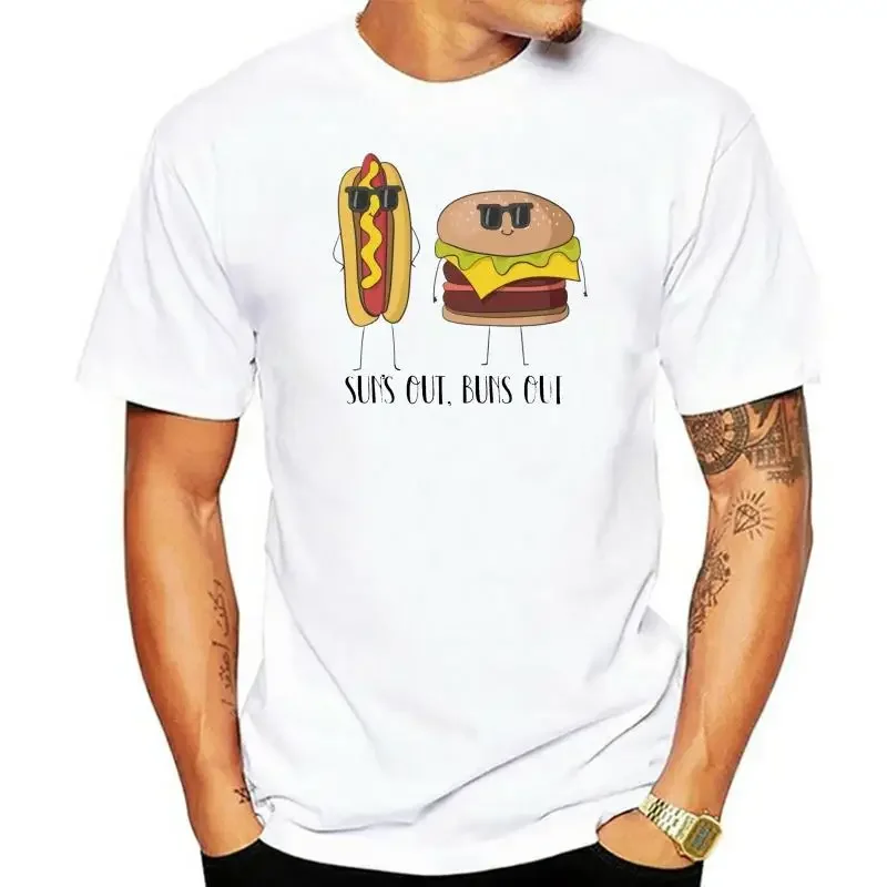 fashion mens t-shirt Sun'S Out Buns Out Hot Dog And Hamburger Unisex Tee T Shirt Personality Custom Tee Shirt MAN T-SHIRT