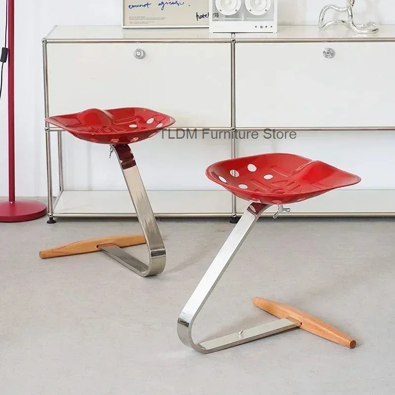 Metal Seat Solid Stainless Steel Stem Steam Treated Beech Wood Base Mezzadro Low Stool Ready Made Foot Rest Italy Stool