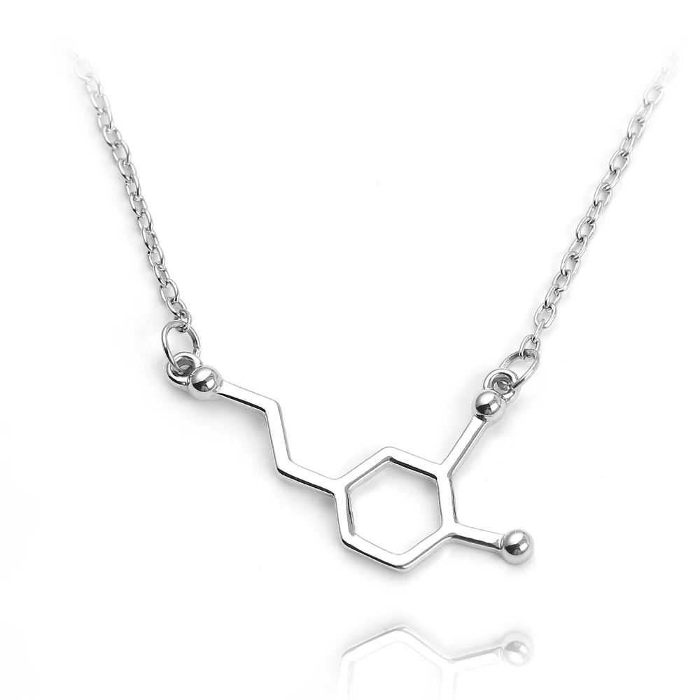 DNA Necklace Serotonin Dopamine Acetylcholine Biochemistry Molecule Pendant Gift for Women Butterfly