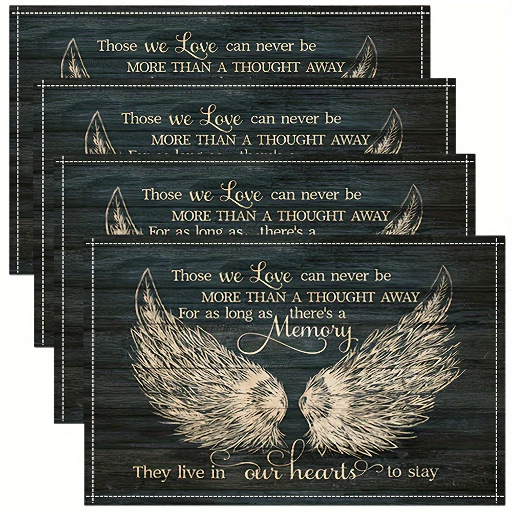 Set of 4. Angel wings Those we love can never be more than away.Parties Elegant Table Mats for Kitchen Table Cloth  (Table Mats)