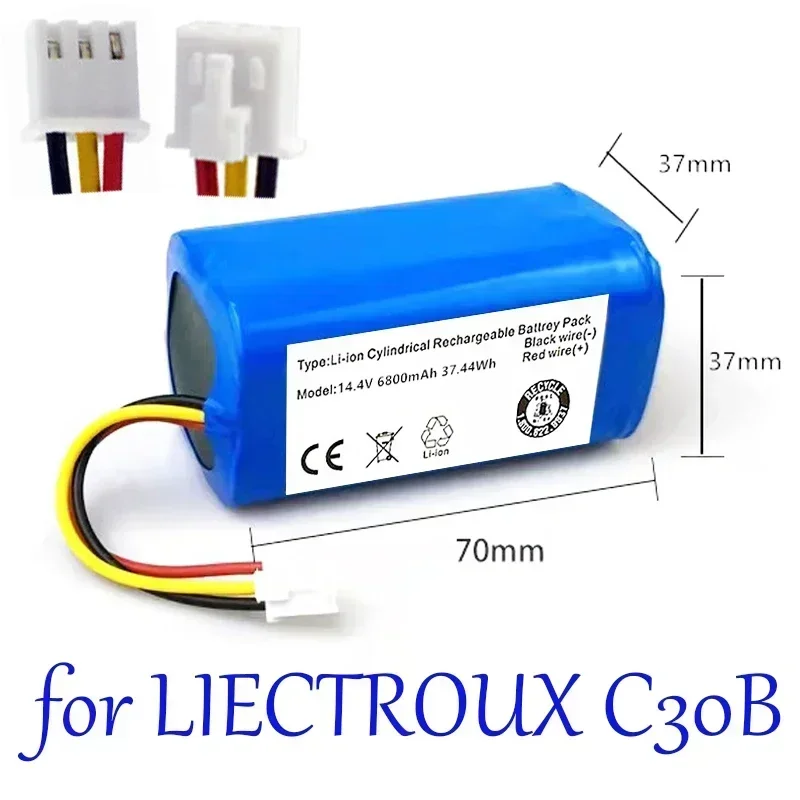 14.4v 12800mAh Li-ion rechargeable Battery for LIECTROUX C30B Robot Vacuum Cleaner, 1pc/pack