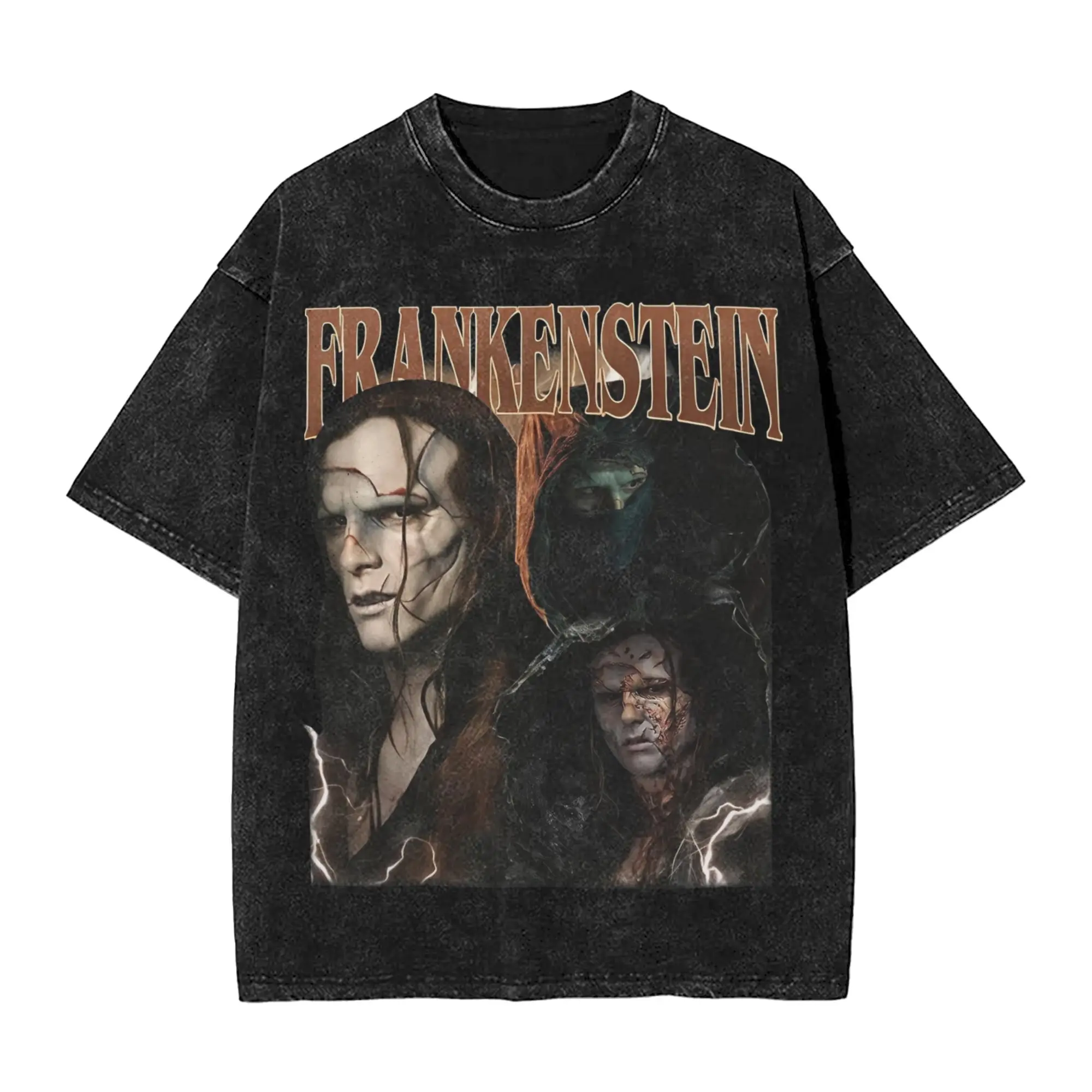 فرانكنشتاين فيلم 2025 تي شيرت مغسول عتيق هاراجوكو للرجال والنساء تي شيرت فضفاض 100% قطن #1