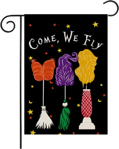 Halloween Decorations Garden Flag, COME WE FLY 12X18 Vertical Double Sided Hallo