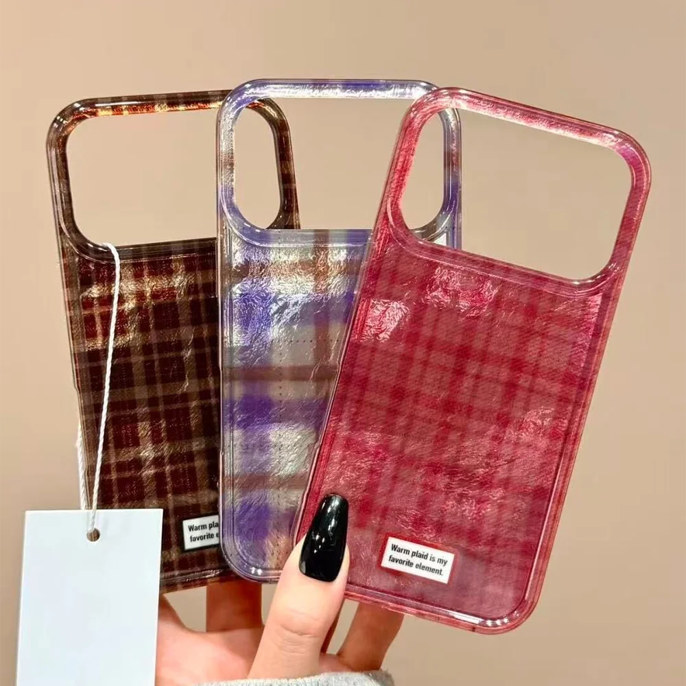 

Новый чехол для телефона в корейском стиле INS с контрастным клетчатым узором для iPhone 17 16 15 14 13 12 11 Pro Max Plus, защитный чехол