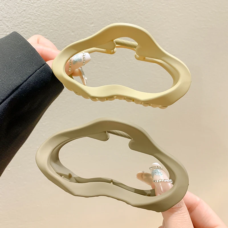 단색 기하학적 헤어 클로 포니테일 클립 모자, 여성용 패션 바레트 헤어 액세서리