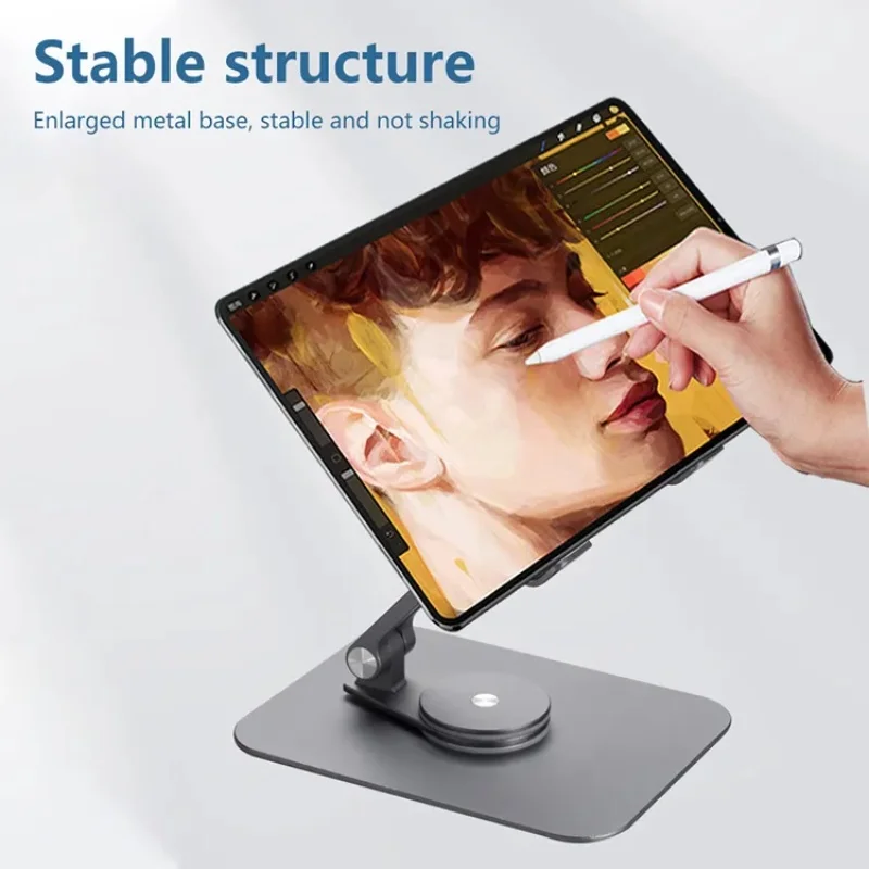 Adjustable Notebook Tablet Holder with 360 Rotating Base Aluminium Laptop Tablet StandHeat Dissipation Portable Phone Bracket