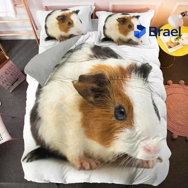 Exquisite Animal Guinea Pig Cute Mouse Bedding Set,Duvet Cover Bed Set Quilt Cover Pillowcase,King Queen Twin Size Boys Girls Ad