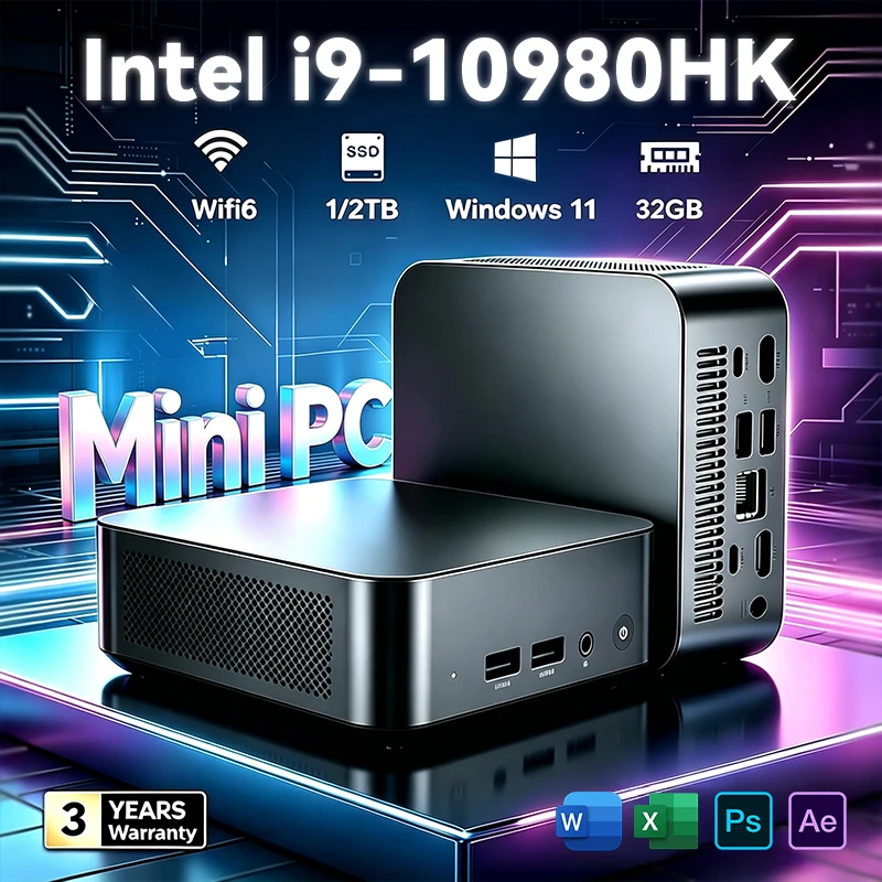 2026 Mini PC Intel Core I9 10980HK N150 Portable Computer Gaming PC 16GB 32GB RAM 1TB SSD Windows 11 Pro Office Wifi 6 BT5.2 PC
