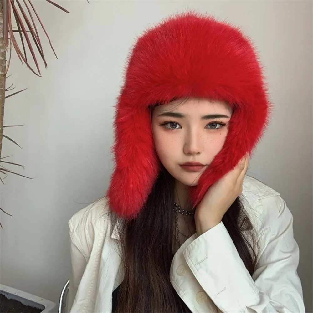 

Кепка из меха ягненка, однотонная, для мужчин и женщин, шапка для пилота, защита от холода, теплая шапка из искусственного меха, ветрозащитная, мягкая, защитная шапка для ушей, женская
