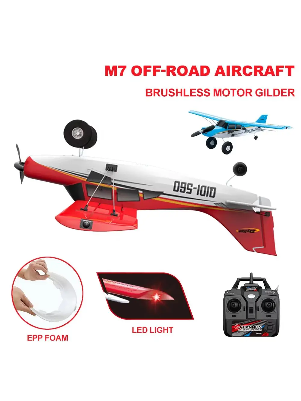 4CH M7 Moore Offroad-Flugzeug RC Segelflugzeug EPP-Schaumstoff Ferngesteuertes Bürstenloses Flugzeug mit LED-Licht Modellspielzeug