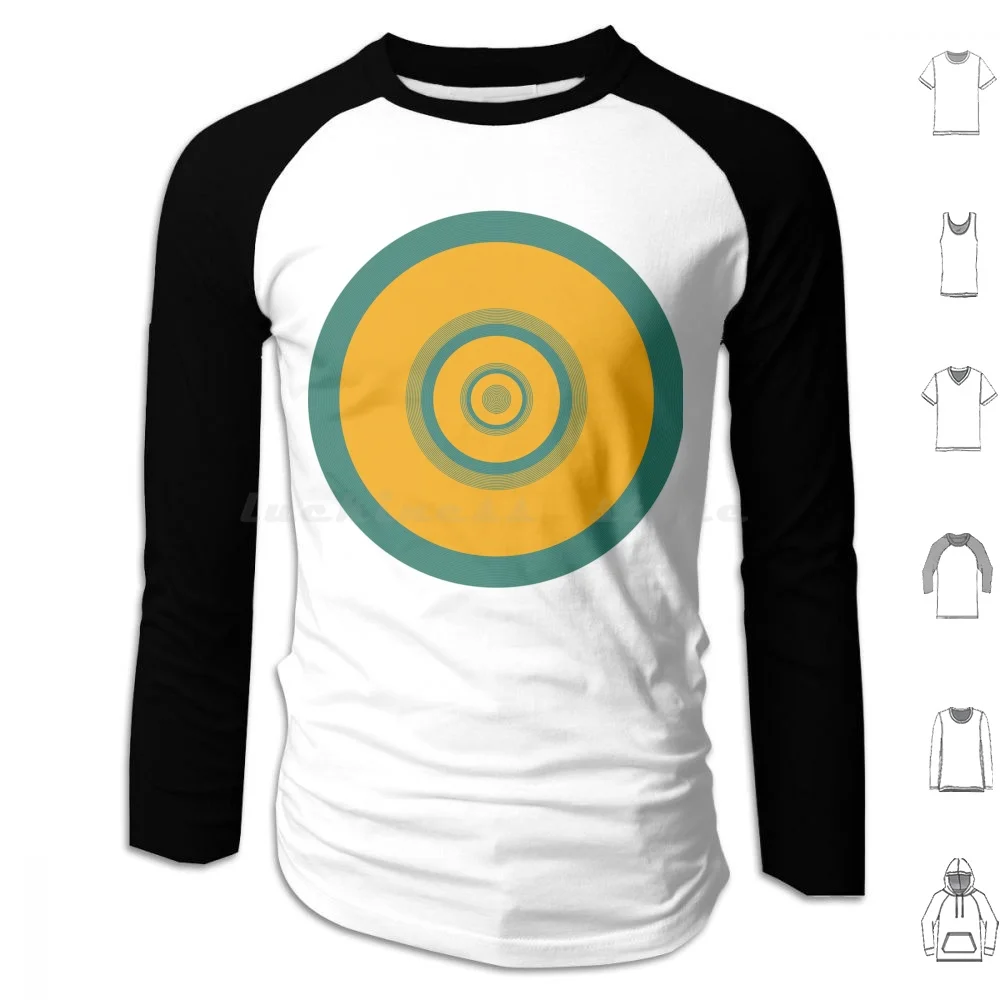 Arte del círculo concéntrico # 1 Sudadera con capucha de algodón de manga larga círculo concéntrico colores circulares fuerte atrevido único Retro divertido Mod