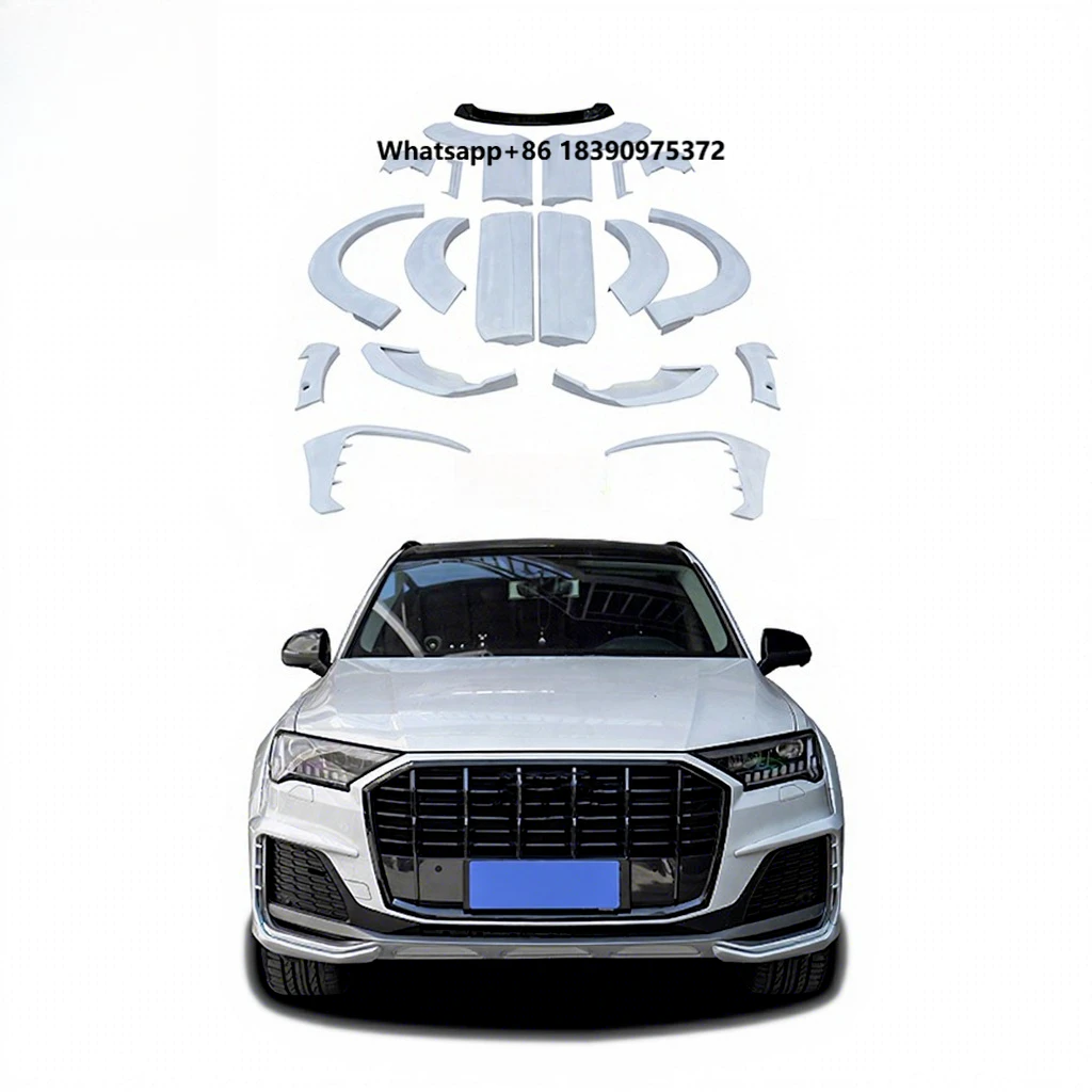 Upgrade at Style Fiberglass Front Wrap Angle Rear Wheel Arches Flare Roof Window Spoiler Wide Bodykit foriQ7 Body Kits