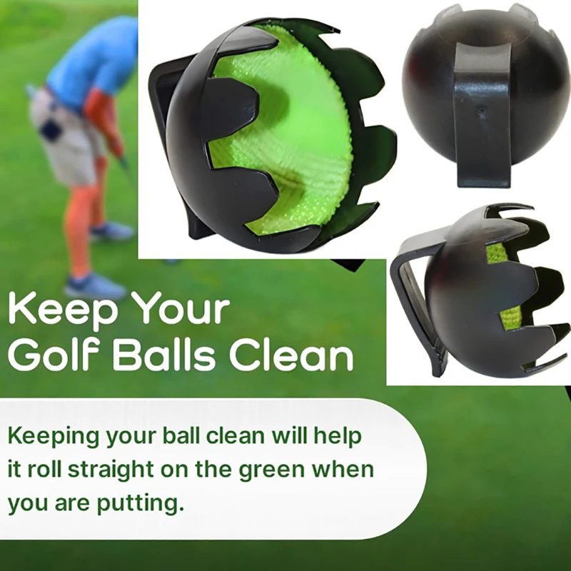 Golf Ball Cleaner Simple Single Handed Design Microfiber Attaches To Waistband Or Belt Essentials Golf Accessories Golf Gifts