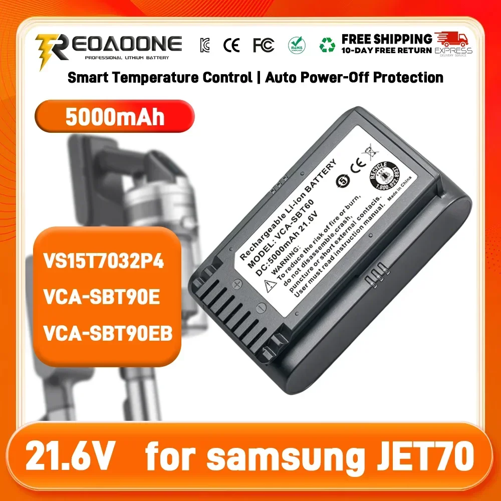 High - Performance VCA - SBTA60 Battery: Fully Compatible with Samsung Jet 60 Turbo & Jet 75E Complete