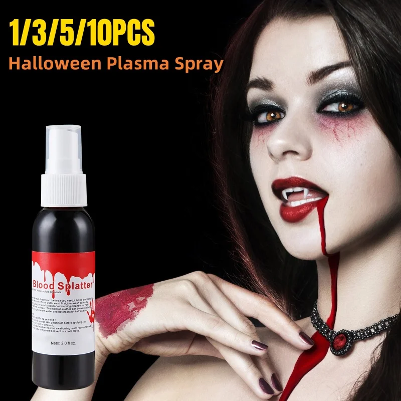 

Halloween Plasma Spray Create Realistic Blood Effects Horror Fake Blood Spray Halloween Cosplay Makeup Washable Eye Blood Drops