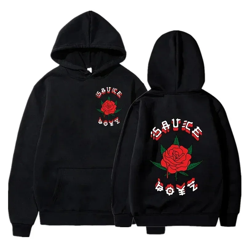 Rapper Eladio Carrion Printed Hoodie Hikikomori Pattern Hoodie Tracksuit for Men Fashion Autumn Winter Fleece Loose Sweatshirt