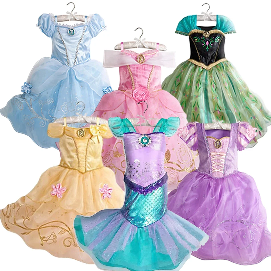 

Girls Princess Dress Kid Cinderella Snow White Aurora Rapunzel Cinderella Halloween Costume Children Birthday Party Dress