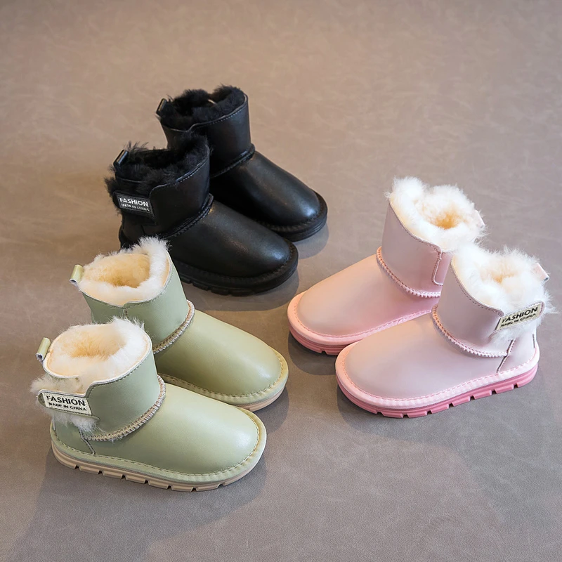 New Girls Boots for Winter Thickened Plush Children's Fashion Thermal Boots Outdoor Warm Versatile Kids Boots for Boys Non-slip