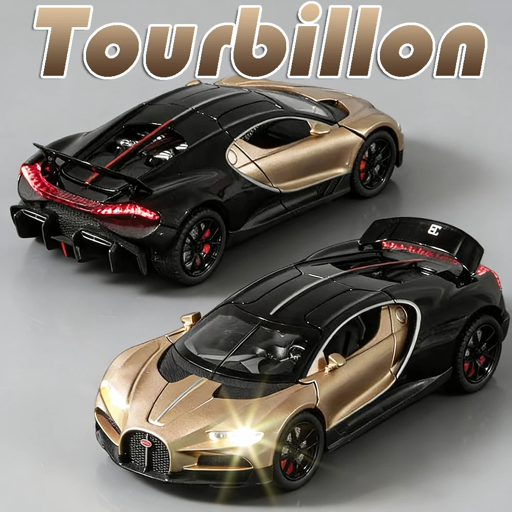 1:24 Tourbillon Bolide Model Toy Sports Cars Alloy Diecast Sound Light Doors Opened Pull Back Collection Supercar Toys for Kids