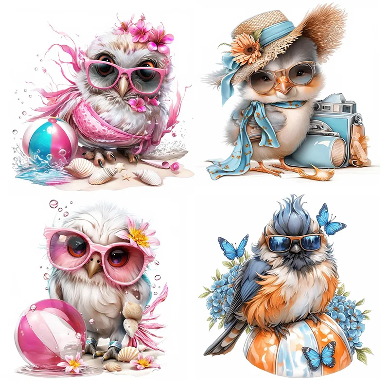 

90878# Birds on Summer Vacation Toilet Sticker, Durable Material, Perfect for Home Wall Decor, Aesthetic Room Decoration