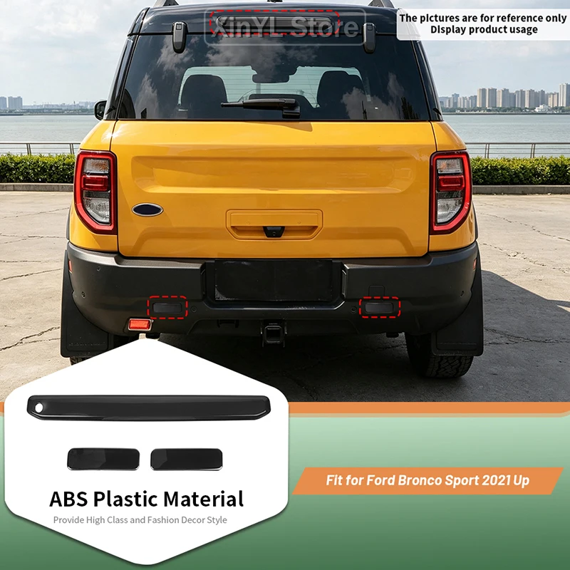 Car ABS High Mount Brake Light Rear Fog Light Trim Cover for Ford Bronco Sport 2021 Up Smoke Black Car Exterior Accessories