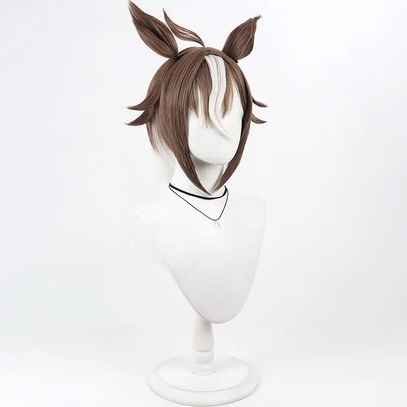 Picture 4: Anime Umamusume Pretty Derby Rulership Cosplay Wig Brown Ears Tail Hairclips Women Halloween Party Carnival Heat Resistant Wigs