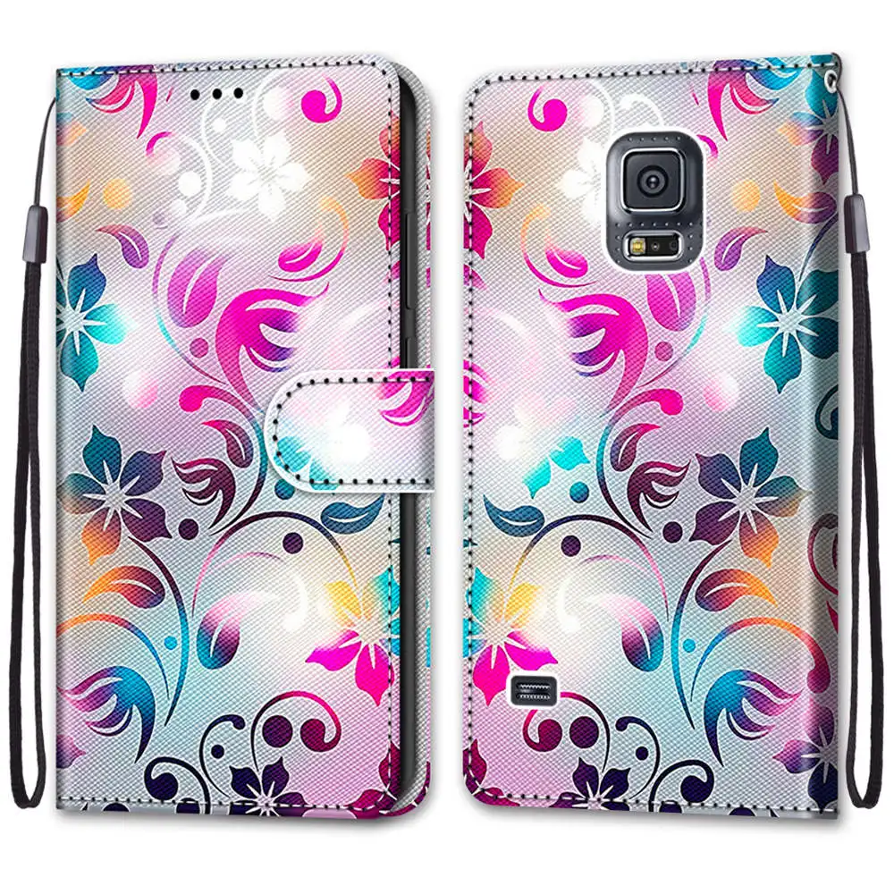 Case For Motorola Moto E7 Plus E13 E22 E22i E20 E30 E40 G72 Colorful Cat Lion Flower Painted Wallet Flip Card Holder Stand Cover