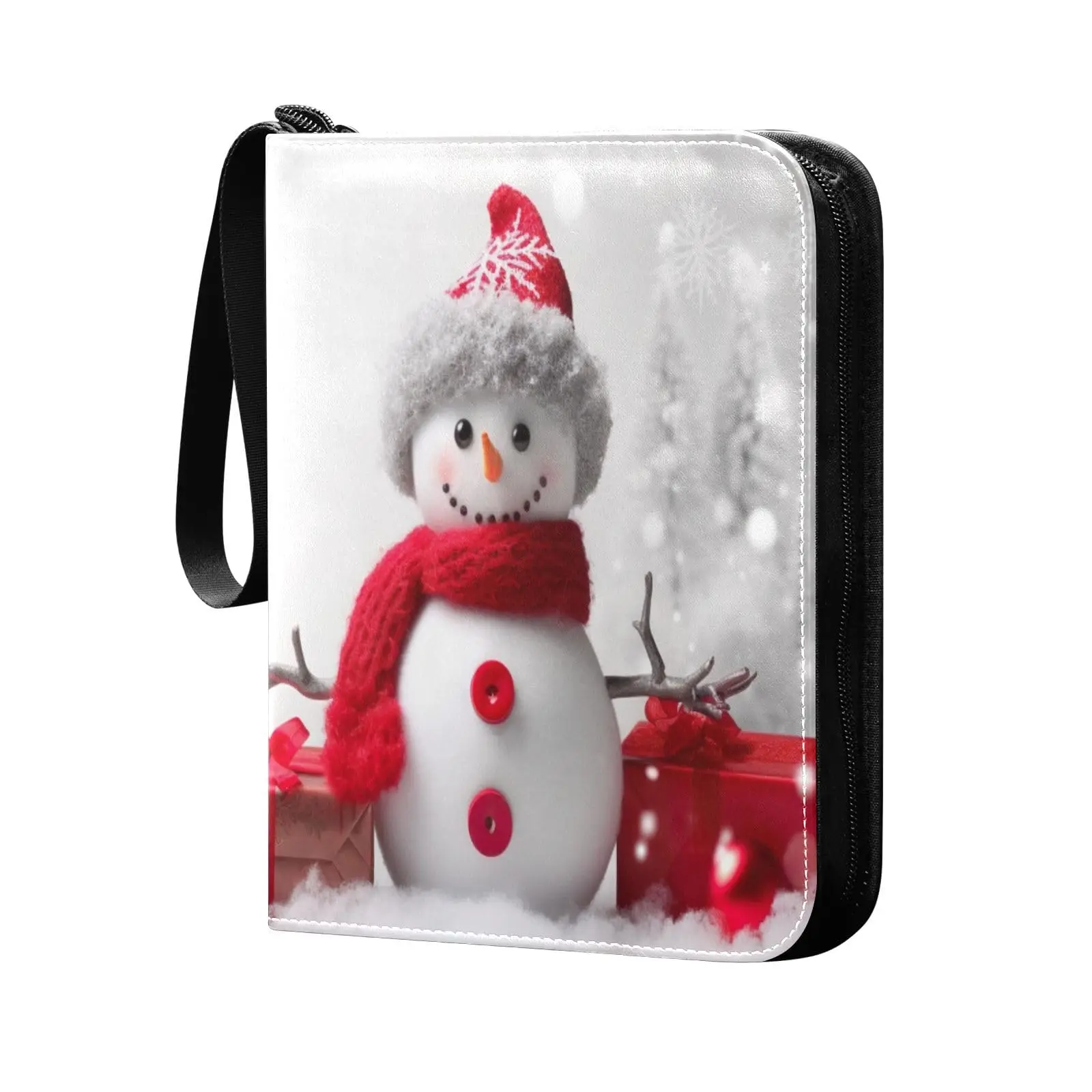 Blauer Schneemann, Weihnachten, Winter, 4 Taschen, Kartenbinder, 400, doppelseitiges Taschenalbum, Sportspielkarten, einzigartige Kartensammlung, Aufbewahrung