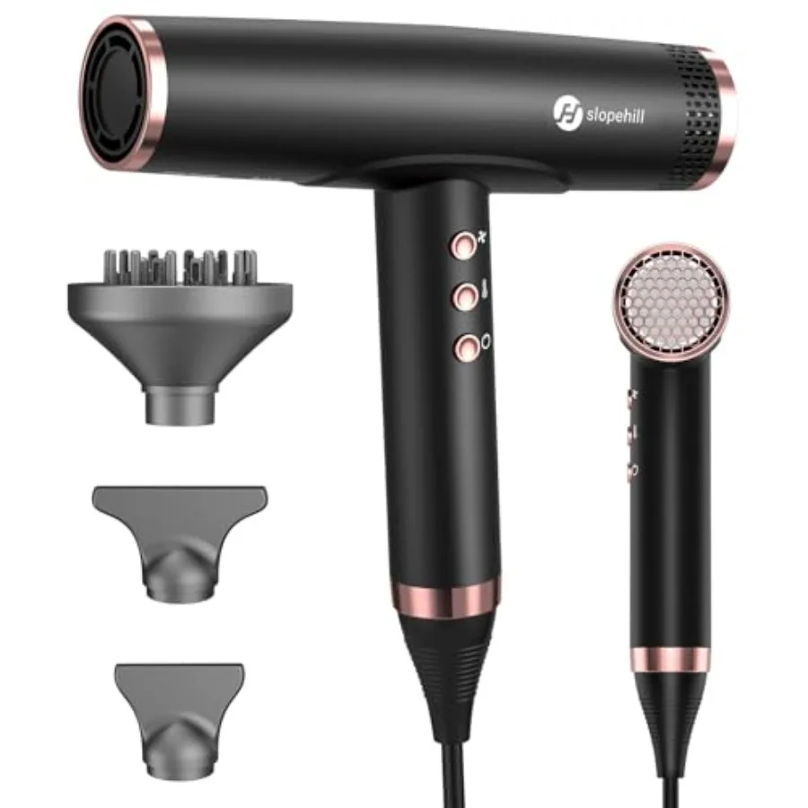 

Professional Ionic Hair Dryer with Diffuser - Lightweight Compact Powerful Fast Salon Blow Dryer with High Speed Brushless Moto