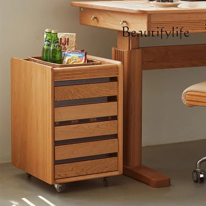 Zc CC Removable Chest Of Drawers Nordic Retro Data Cabinet Small Wooden Office Study File Cabinet