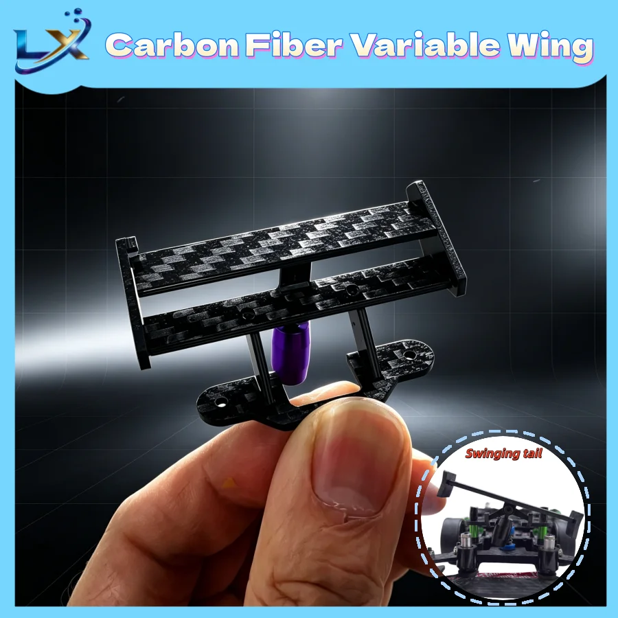 Homemade 4WD Carbon Fiber Variable Rear Wing: Sprinting under Low Wind Speed, Increasing Downforce Under High Wind Resistance
