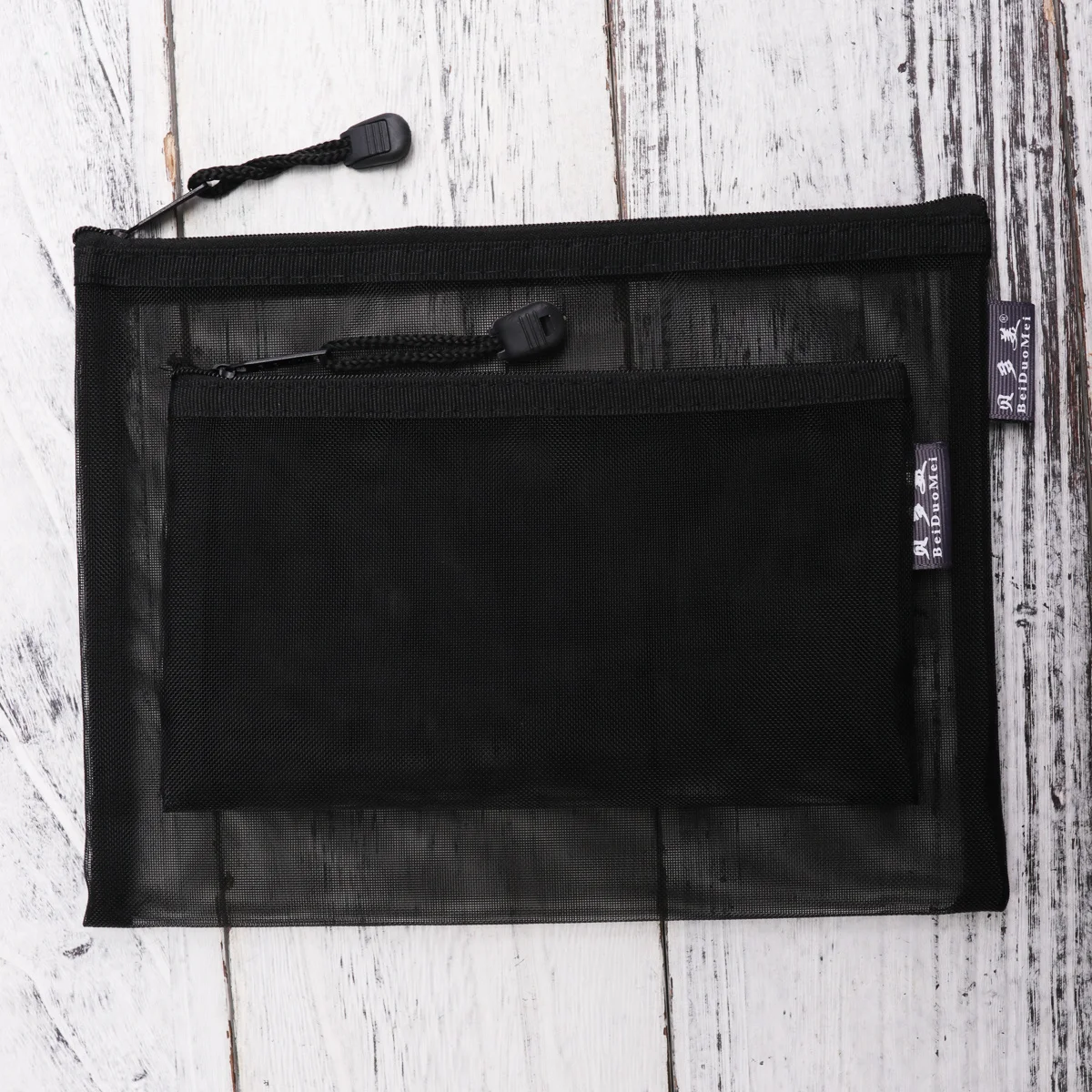 

6Pcs Mesh File Bag Black Portable Zipper Stationery Pouch Set A5 A6 Document Holder Office School Supplies Organizer