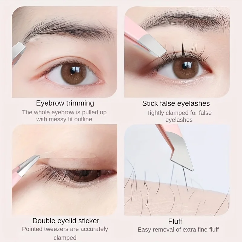 Ensemble de pincettes professionnelles pour sourcils, excellente précision pour les poils du visage, les éclats et l'épilation incarnée, 4 pièces
