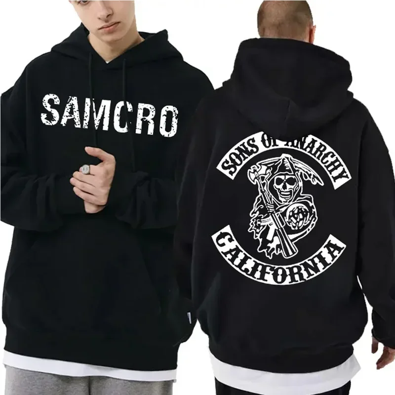 Samcro Two Sides Letter Printed Harajuku Black Popular Hoodie Hoodie Men Graphic Hoodies