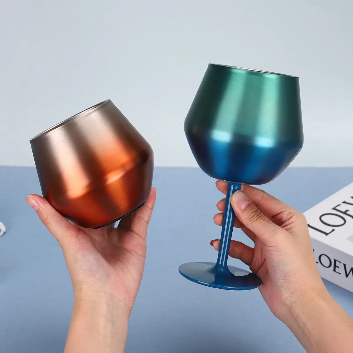 14oz Stainless Steel Champagne Glass U-shaped Two-in-one Detachable Use Goblet Coffee Mug Red Wine Cup Bar Cocktail Glass