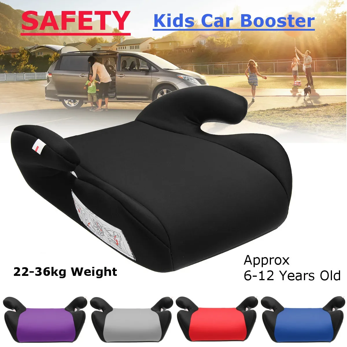 Car Booster Seat Safe Anti-slip Portable Car Child Booster Seat Toddler Baby Safty Seat Fits 6-12 Years Old KidsTravel Pad AU