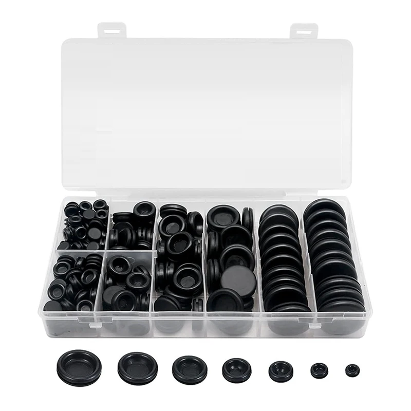 

188 Pieces Closed Rubber Grommet Firewall Solid Closed Hole Plug Assortment Kit For Wire Electrical Appliance Plumbing